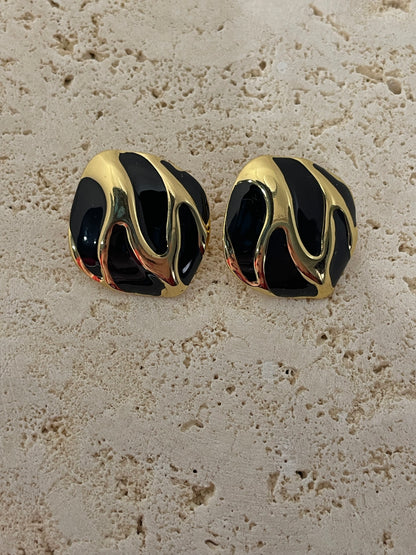 Σκουλαρίκια μαύρο και χρυσό