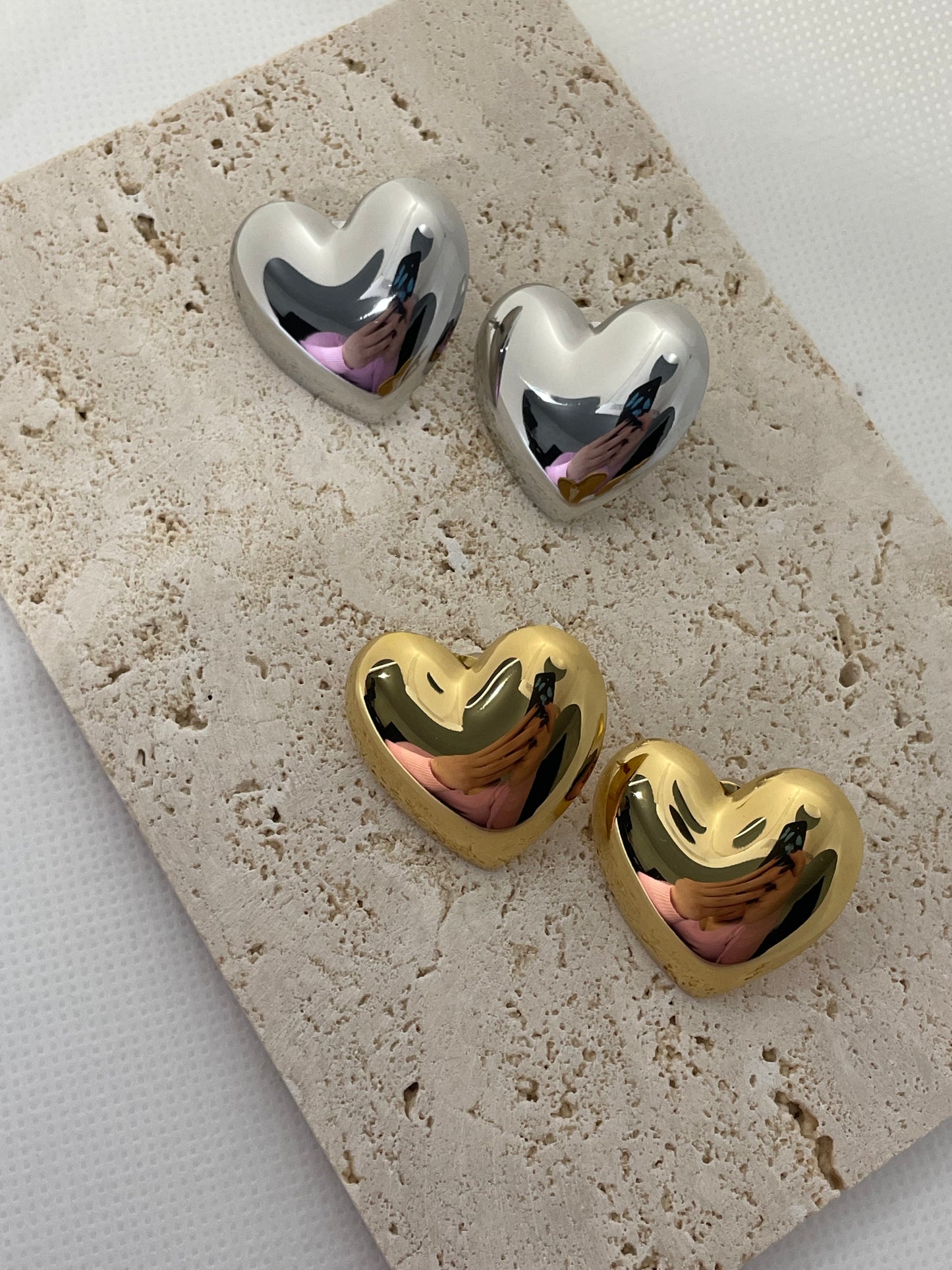 Σκουλαρίκια καρδιά καθρέφτης