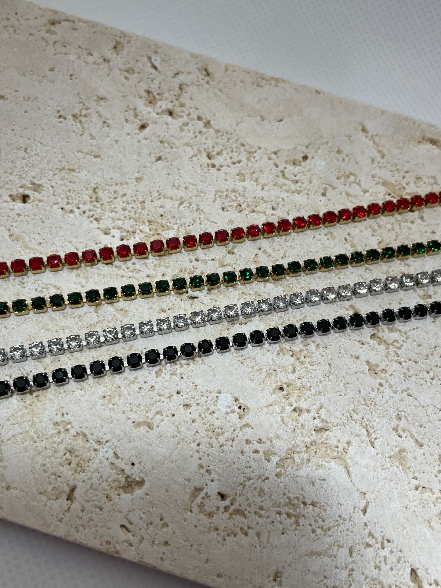 Ατσάλινο βραχιόλι ριβιέρα με κρύσταλλα