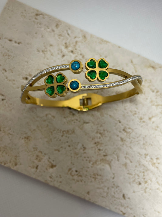 Χρυσή χειροπέδα lucky clover