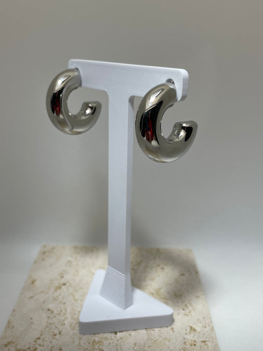 Σκουλαρίκια χοντροί ασημί κρίκοι