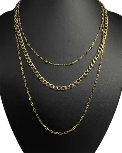 Κολιέ τριπλή χρυσή αλυσίδα