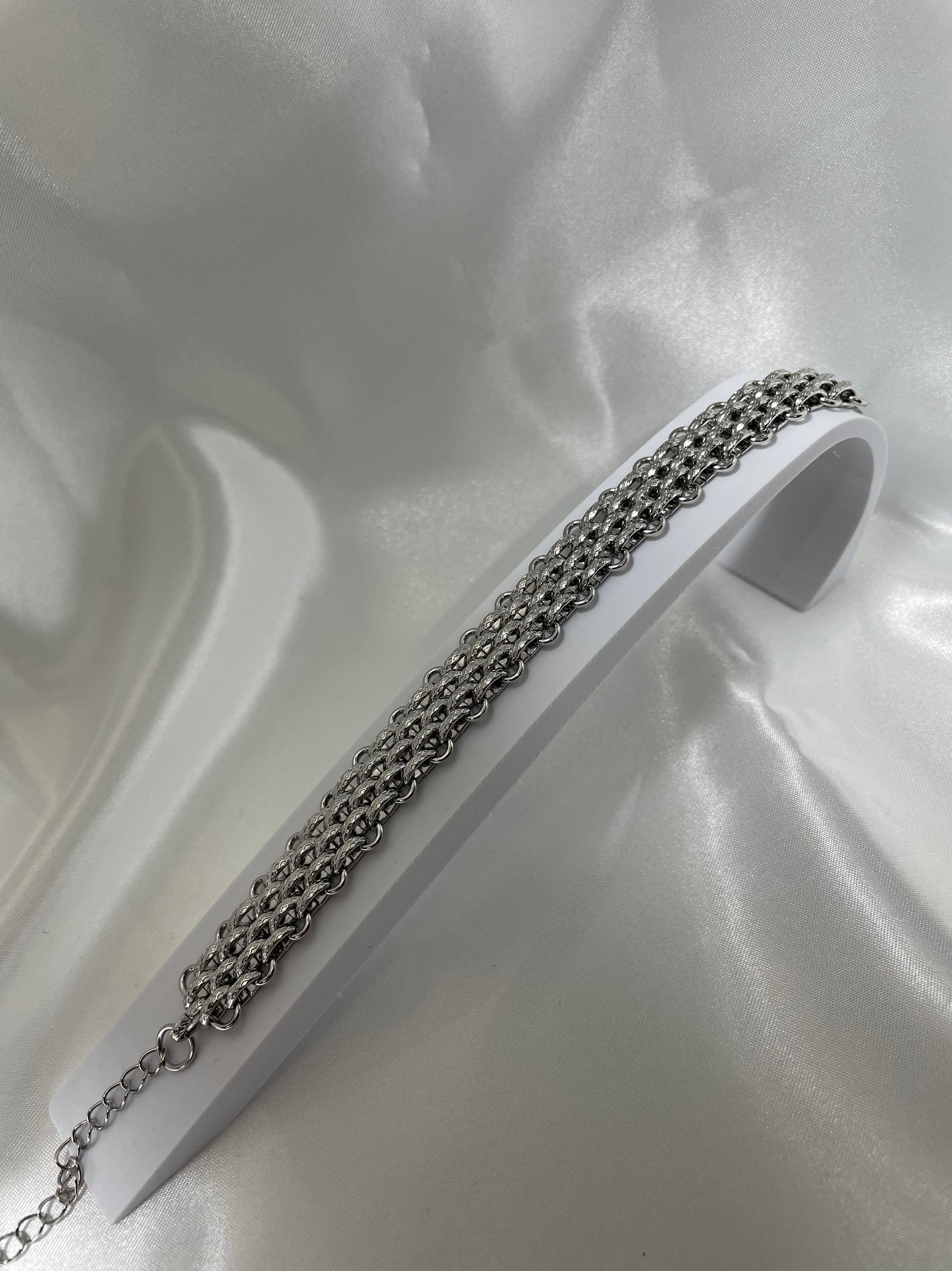 Ασημί βραχιόλι σφυρήλατη καδένα