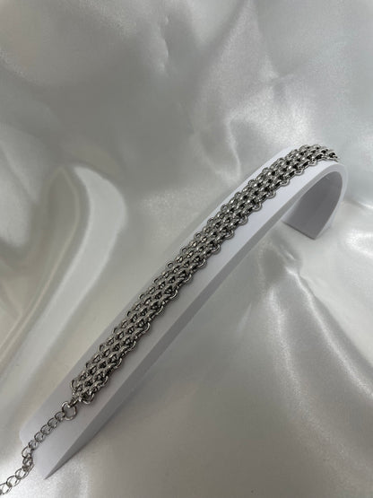 Ασημί βραχιόλι σφυρήλατη καδένα