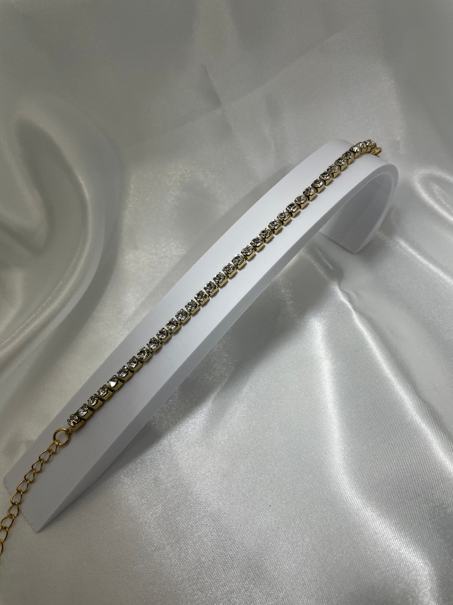 Χρυσό βραχιόλι με λευκά zircon 4mm