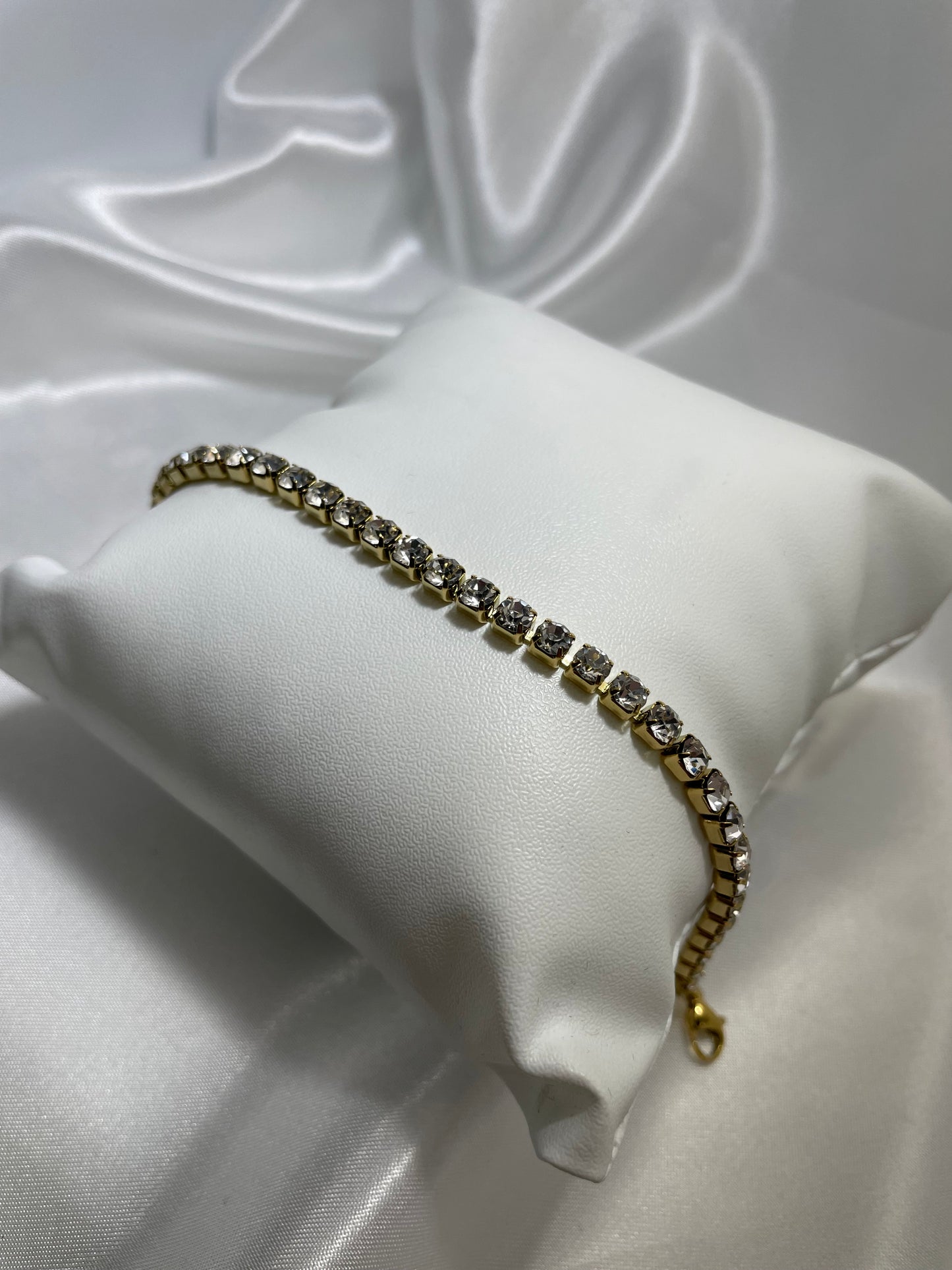 Χρυσό βραχιόλι με λευκά zircon 4mm