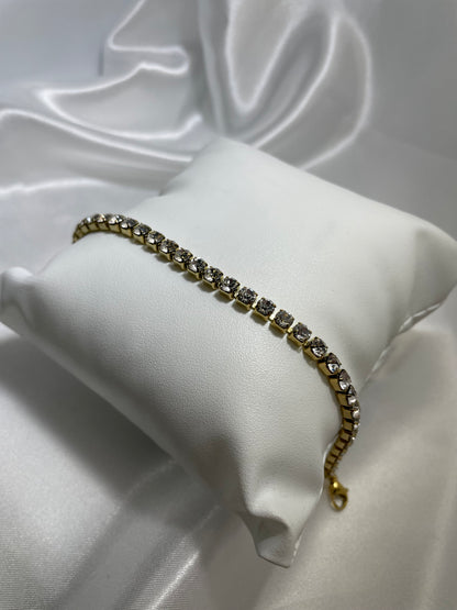 Χρυσό βραχιόλι με λευκά zircon 4mm