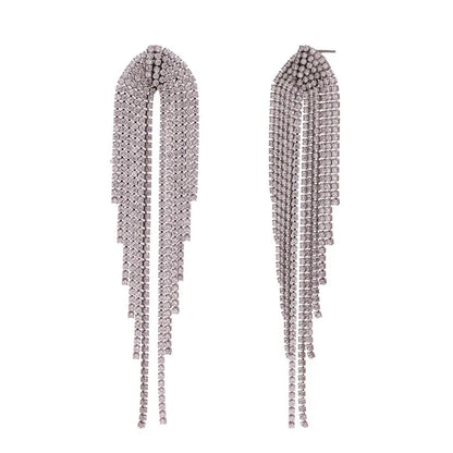 Λαμπερά μακριά σκουλαρίκια με λευκά zircon